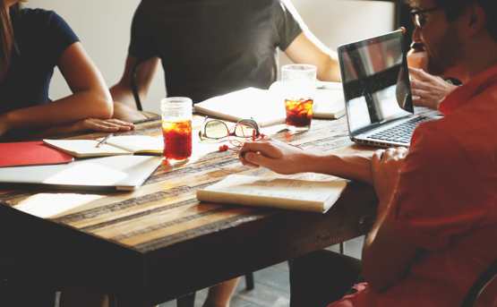 People working around a table