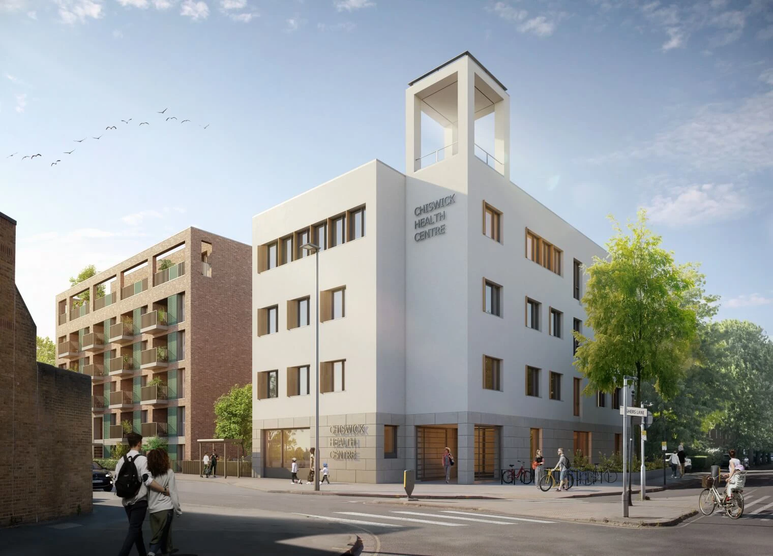 Achitect's vision of Chiswick Health Centre - corner elevation