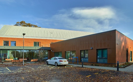 Exterior of the new Hythe and Dibden War Memorial Hospital in the New Forest. 